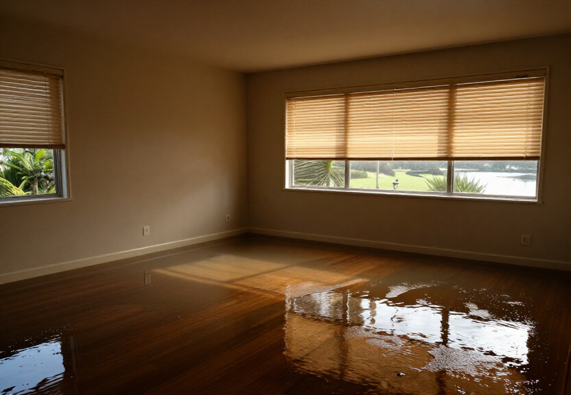 Water-damaged kitchen in Denistone East before drying